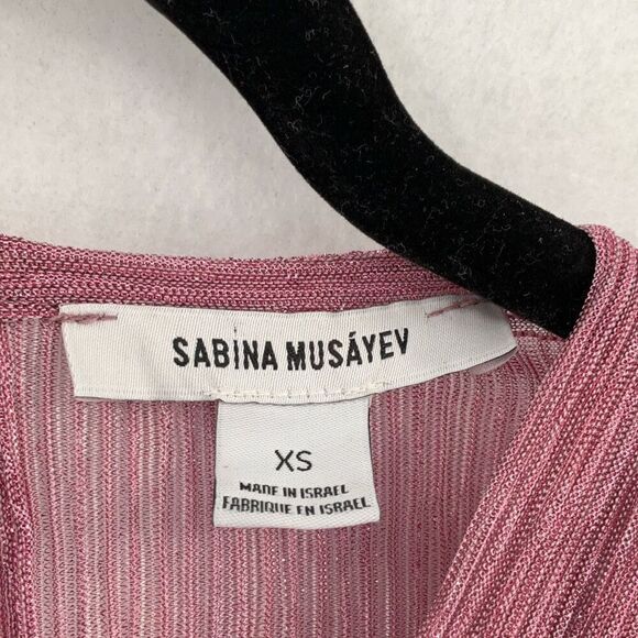 Sabina Musayev Pink Plunge Neck Flutter Sleeves Donni Jumpsuit Size XS - Picture 2 of 7